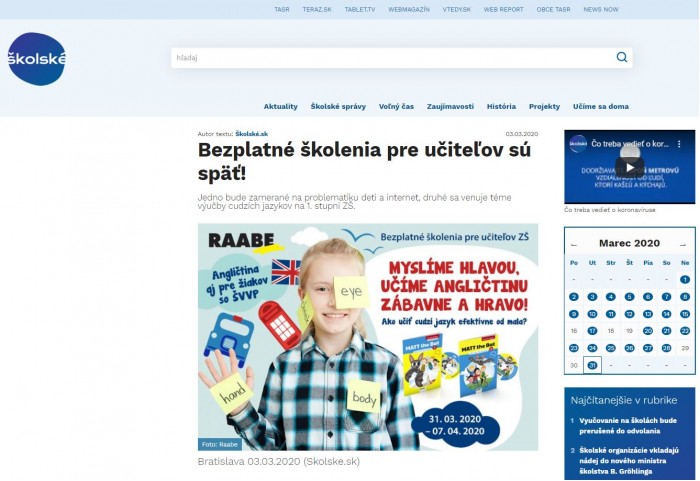 www.skolske.sk – 03.03.2020 – Bezplatné školenia pre učiteľov sú späť!