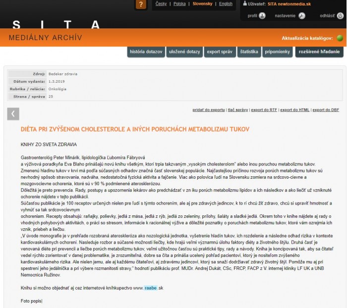 Bedeker zdravia – 1.3.2019: Diéta pri zvýšenom cholesterole a iných poruchách metabolizmu tukov