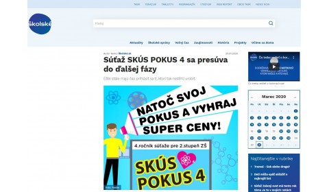 www.skolske.sk – 20.01.2020: Súťaž SKÚS POKUS 4 sa presúva do ďalšej fázy