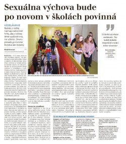 Hospodárske noviny – 12.1.2023: Sexuálna výchova bude po novom v školách povinná