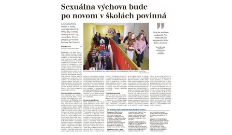 Hospodárske noviny – 12.1.2023: Sexuálna výchova bude po novom v školách povinná