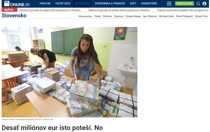 hnonline.sk – 17.06.2023: Desať miliónov eur isto poteší, no pedagógovia sa cítia ako ľudia, čo musia chodiť po žobraní