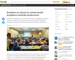 pravda.sk – 18.09.2023: Bratislava sa chystá na celoslovenskú dvojdňovú učiteľskú konferenciu