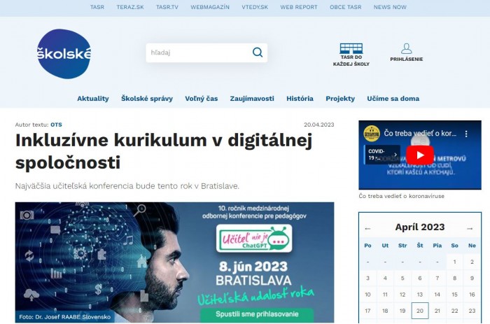 www.skolske.sk – 20.4.2023: Inkluzívne kurikulum v digitálnej spoločnosti