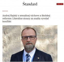 www.standard.sk – 23.2.2023: Andrej Rajský o sexuálnej výchove a školskej reforme: Liberálne strany sa snažia vyvolať konflikt