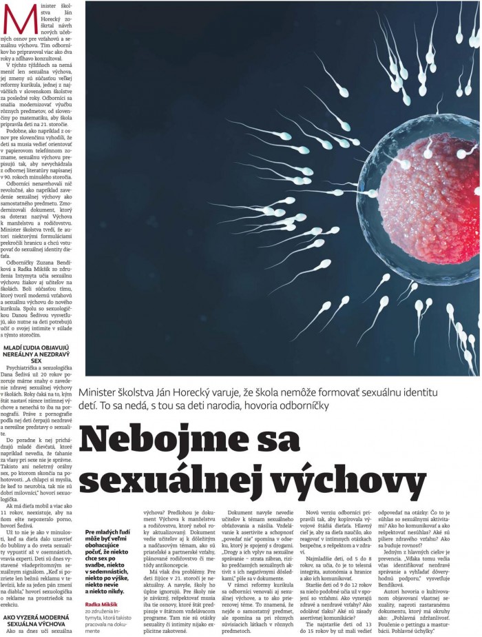 Denník N – 23.2.2023: Nebojme sa sexuálnej výchovy