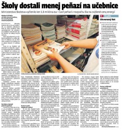 SME – 5.6.2023: Školy dostali menej peňazí na učebnice