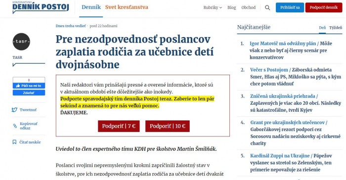 postoj.sk – 6.6.2023: Pre nezodpovednosť poslancov zaplatia rodičia za učebnice detí dvojnásobne