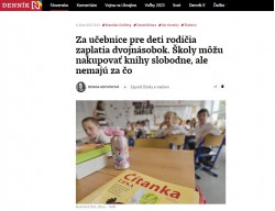dennik N – 6.6.2023: Za učebnice pre deti rodičia zaplatia dvojnásobok. Školy môžu nakupovať knihy slobodne, ale nemajú za čo