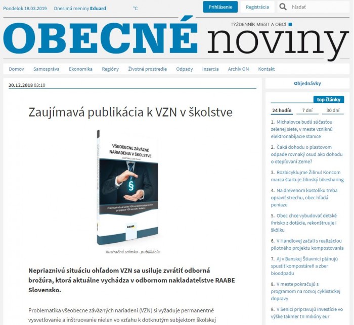 Zaujímavá publikácia k VZN v školstve