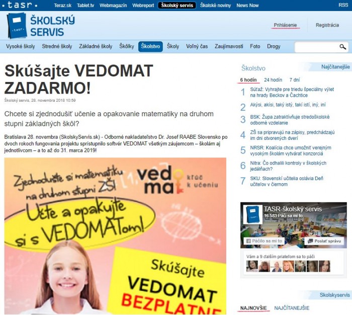 Skúšajte na matematike VEDOMAT ZADARMO!