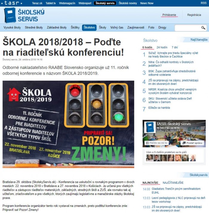 ŠKOLA 2018/2019 – Poďte s RAABE na riaditeľskú konferenciu!