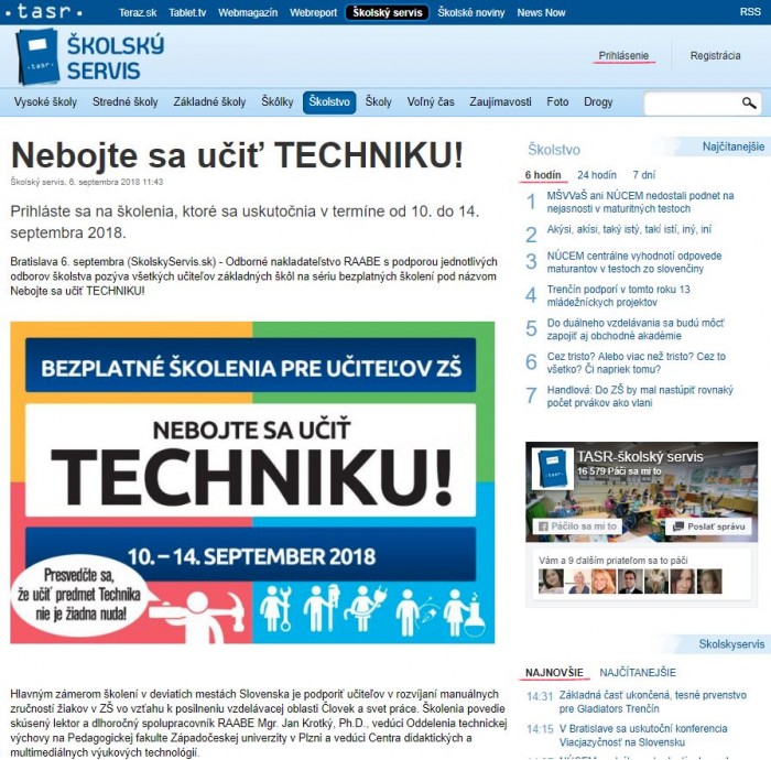 Nebojte sa učiť v škole TECHNIKU!