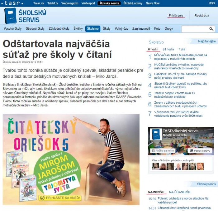 Opäť odštartovala najväčšia súťaž pre školy v čítaní