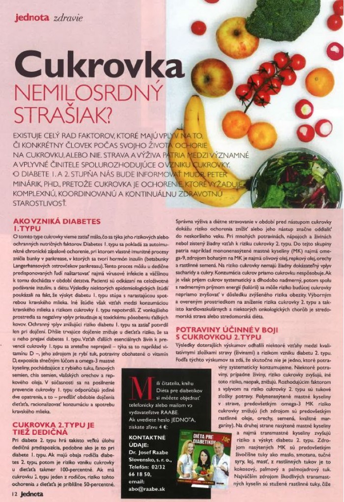 Časopis JEDNOTA – 1/2018: Cukrovka - nemilosrdný strašiak?