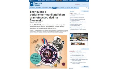 skolskyservis.sk – 5. 4. 2018: Skoncujme s podpriemernou čitateľskou gramotnosťou detí na Slovensku