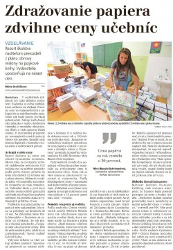 Hospodárske noviny – 20.4.2022: Zdražovanie papiera zdvihne ceny učebníc
