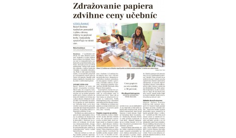 Hospodárske noviny – 20.4.2022: Zdražovanie papiera zdvihne ceny učebníc
