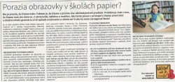Hospodárske noviny  – 7. 6. 2018: Porazia obrazovky v školách papier?
