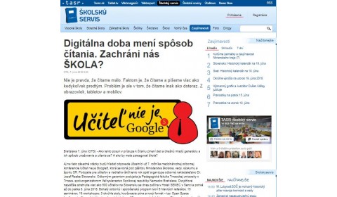 skolskyservis.sk – 7. 6. 2018: Digitálna doba mení spôsob čítania. Zachráni nás ŠKOLA?