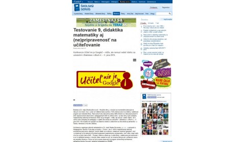 skolskyservis.sk – 20. 5. 2015: Testovanie 9, didaktika matematiky aj (ne)pripravenosť na učiteľovanie 