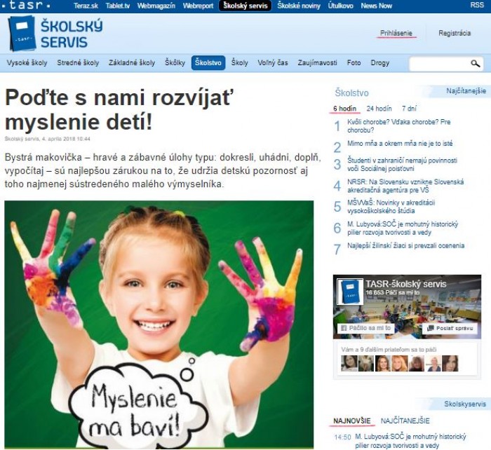 skolskyservis.sk – 4. 4. 2018: Poďte s nami rozvíjať myslenie detí!