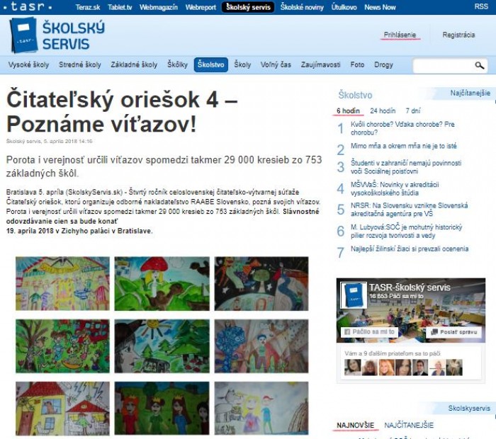 skolskyservis.sk – 5. 4. 2018: Čitateľský oriešok 4 – Poznáme víťazov!