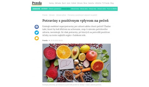Pravda.sk – 25.3.2022: Potraviny s pozitívnym vplyvom na pečeň