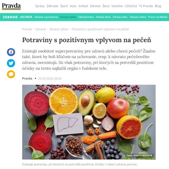 Pravda.sk – 25.3.2022: Potraviny s pozitívnym vplyvom na pečeň