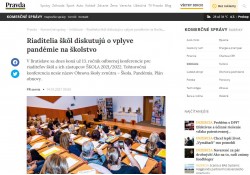 Pravda.sk – 14.10.2021: Riaditelia škôl diskutujú o vplyve pandémie na školstvo