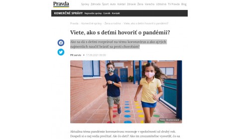 Pravda.sk – 17.9.2021: Viete, ako s deťmi hovoriť o pandémii?