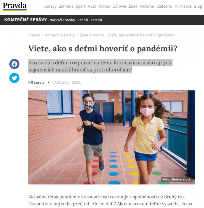 Pravda.sk – 17.9.2021: Viete, ako s deťmi hovoriť o pandémii?