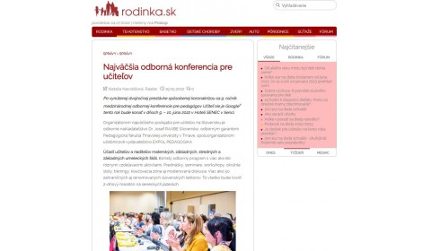 Rodinka.sk – 20.5.2022: Najväčšia odborná konferencia pre učiteľov už čoskoro