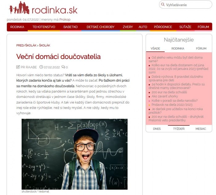 Rodinka.sk – 7.2.2022: Veční domáci doučovatelia