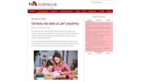 Rodinka.sk – 14.6.2022: Od školy nás delia už „len“ prázdniny