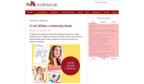 Rodinka.sk – 6.5.2022: O rok dlhšie v materskej škole