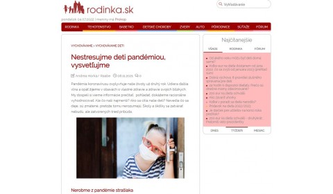 Rodinka.sk – 8.11.2021: Nestresujme deti pandémiou, vysvetľujme
