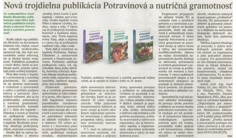 Roľnícke  noviny – 9.2.2022: Nová trojdielna publikácia Potravinová a nutričná gramotnosť