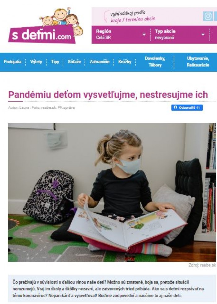SDETMI.COM – 15.11. 2021: Pandémiu deťom vysvetľujme, nestresujme ich