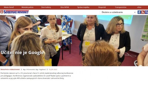 Seredskenovinky.sk – 15.6.2022: Učiteľ nie je Google
