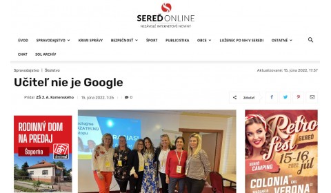 Seredonline.sk – 15.6.2022: Učiteľ nie je Google