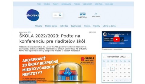 skolske.sk – 9.11.2022: Poďte na konferenciu pre riaditeľov škôl