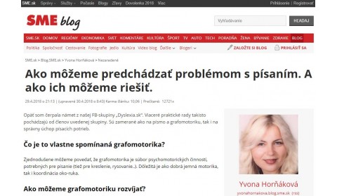 blog.sme.sk – 29. 4.2018: Ako môžeme predchádzať problémom s písaním. A ako ich môžeme riešiť.