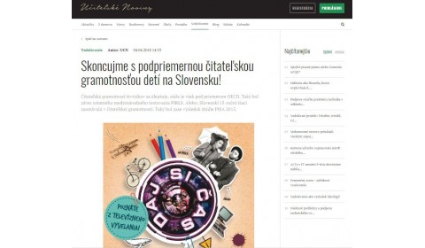 ucn.sk – 4. 4. 2018: Skoncujme s podpriemernou čitateľskou gramotnosťou detí na Slovensku!