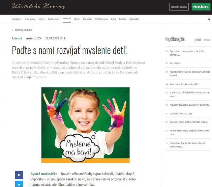 ucn.sk – 28. 3. 2018: Poďte s nami rozvíjať myslenie detí!