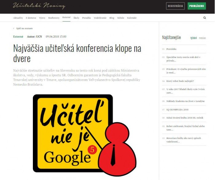 ucn.sk – 9. 4. 2018: Učitelia sa už mobilizujú na najväčšie stretnutie roka 
