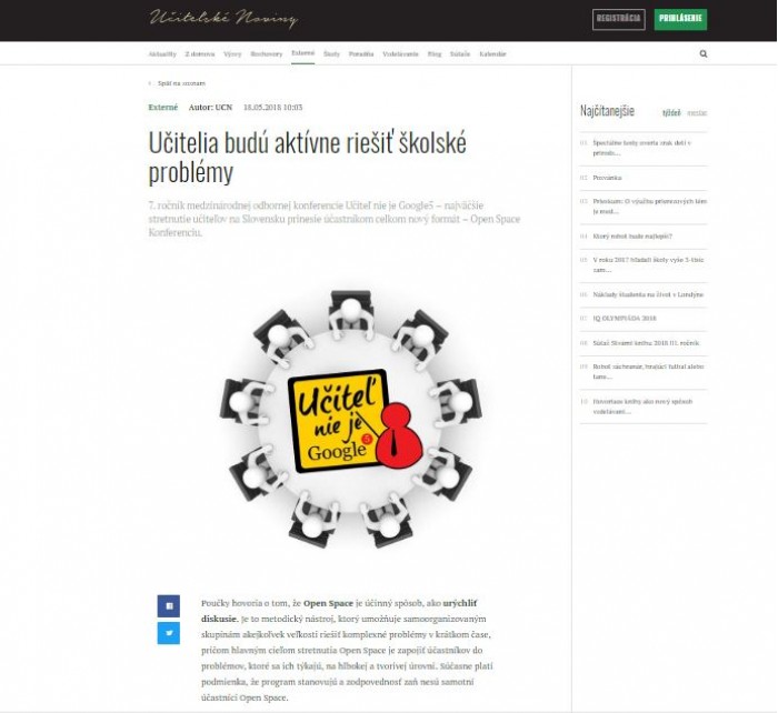 ucn.sk – 18. 5. 2018: Učitelia budú aktívne riešiť školské problémy