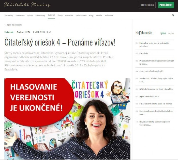 ucn.sk – 5. 4. 2018: Čitateľský oriešok 4 – Poznáme víťazov!