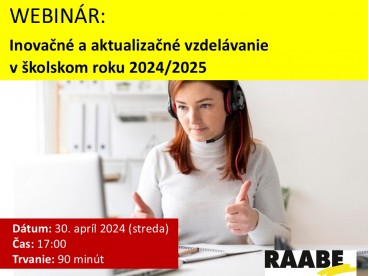 Inovačné a aktualizačné vzdelávania v školskom roku 2024/2025  | 30. 04.2025
