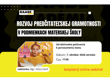 Rozvoj predčitateľskej gramotnosti v podmienkach materskej školy | 07.10.2026 Rozvoj predčitateľskej gramotnosti v podmienkach materskej školy | 07.10.2026